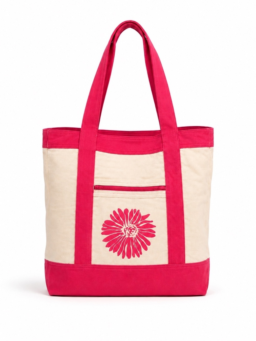 Jantzen Canvas Tote Bag With Pink Flower Design NWT